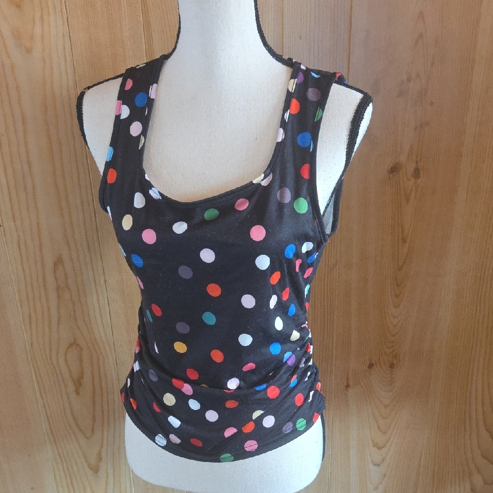 SHEIN Black Tank Top with Colorful Polka Dots